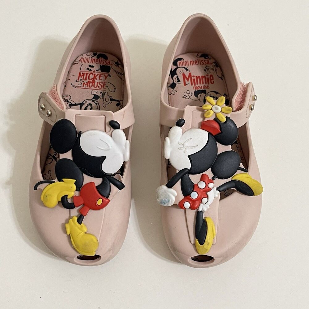 Mini Melissa Disney Pink Kissing Minnie and Mickey Mouse Shoes Toddler Size 10
